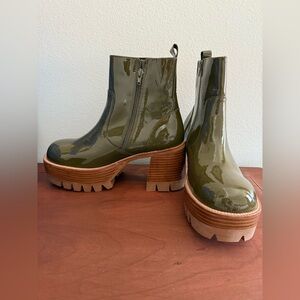Jeffrey Campbell Glossy Olive Heeled Boots